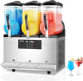 VEVOR Commerciële Slush-ijsmachine 12 l x 3 drievoudige tank machine voor bevroren dranken, 144 kopjes roestvrij staal slush-ijsmachine met
