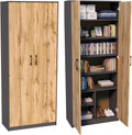 Multifunctionele kast met 8 vakken, bezemkast, huishoudkast in matte afwerking met 6 planken en 2 deuren