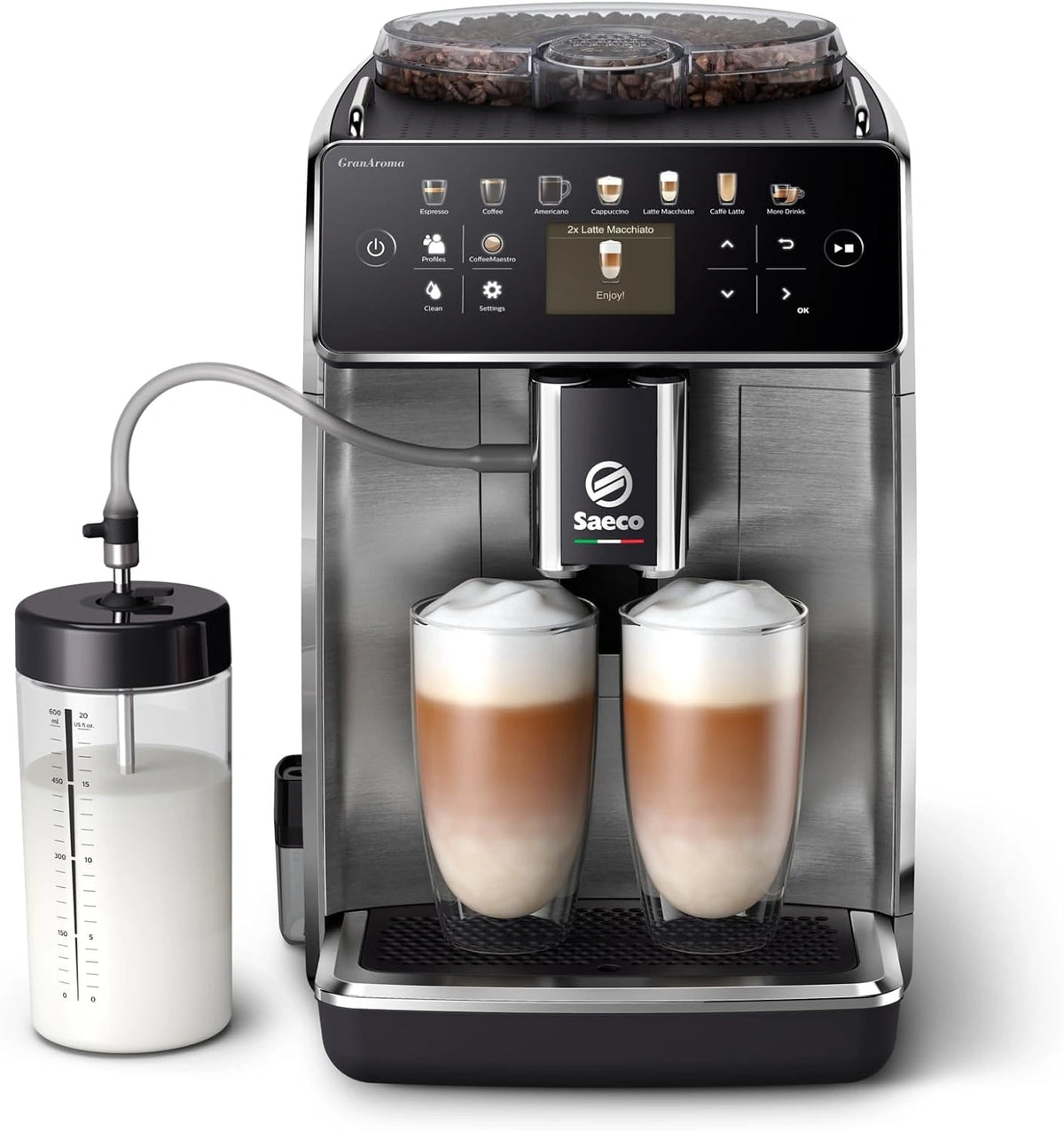 Saeco GranAroma Volautomatische Espressomachine, 16 Koffievariaties, Intuïtief Kleurendisplay, 6 Gebruikersprofielen