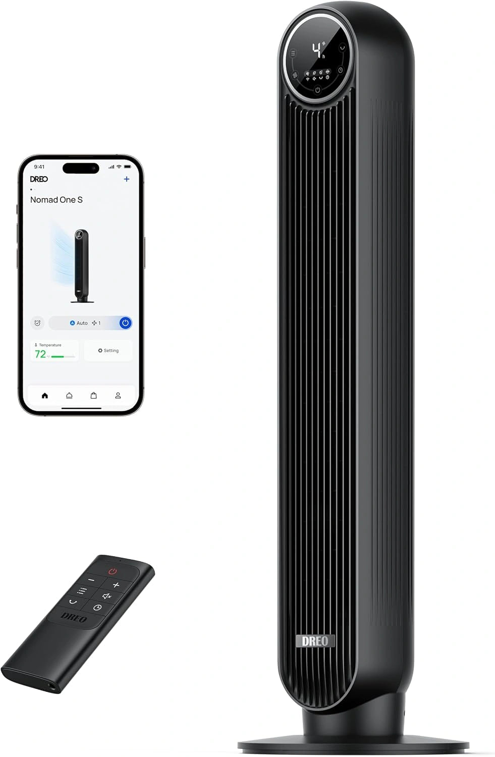 Dreo Smart stille torenventilator, app en spraakbediening, 90° oscillerende ventilator met afstandsbediening, 4 modi, 4 snelheden, 8 uur timer