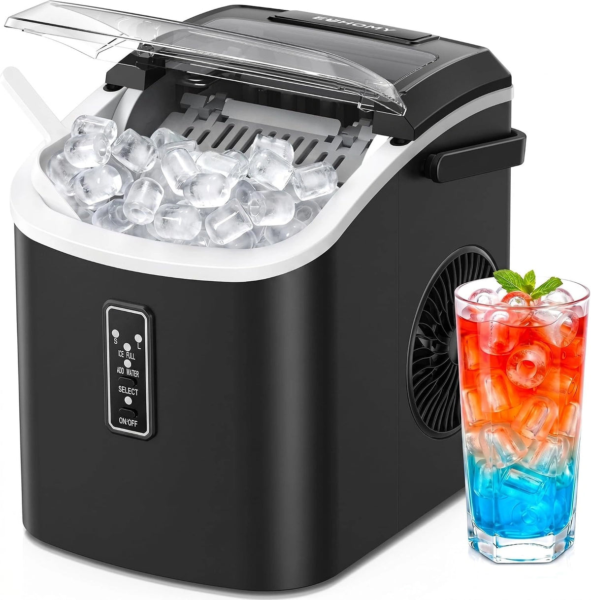 EUHOMY Eiswürfelmaschine, Schwarz