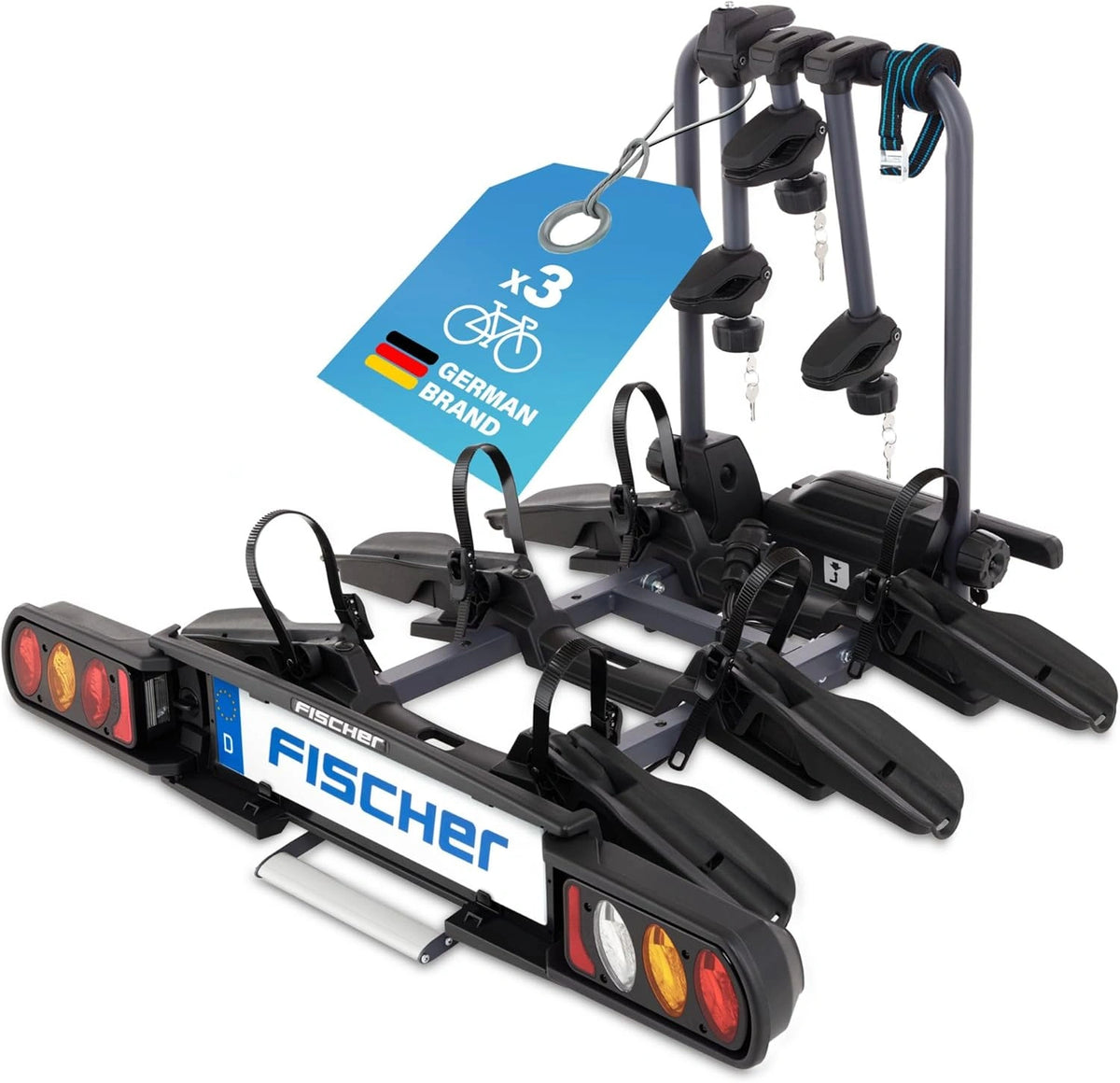 Fischer Koppelingsfietsendrager ProlineEvo 3, fietsendrager trekhaak, fietsendrager auto, fietsendrager e-bike, wit