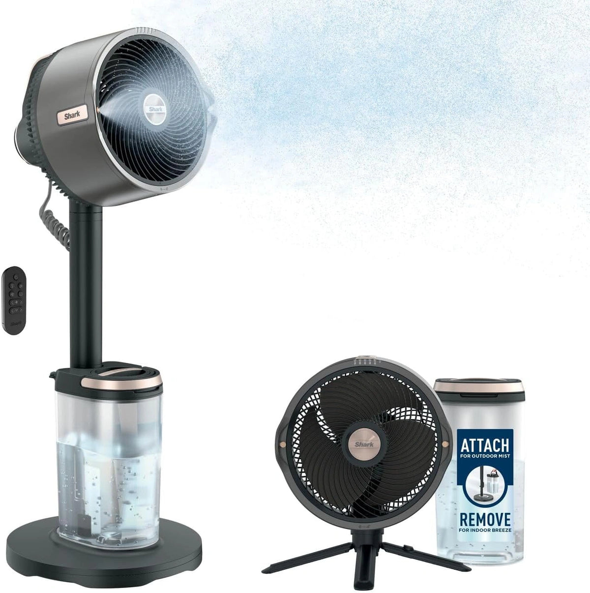 Shark FlexBreeze Pro Mist Snoerloze Binnen- & Buitenventilator, FA300EU, wit