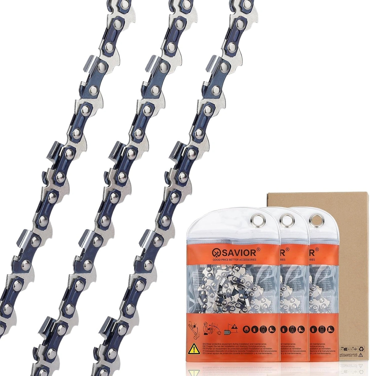 SAVIOR 3 stuks MS170 zaagketting voor 30 cm zaagblad 3/8' LP 1,1 mm 44 TG, kettingzagen ketting compatibel met Stihl MS162 MSE170C MS194T