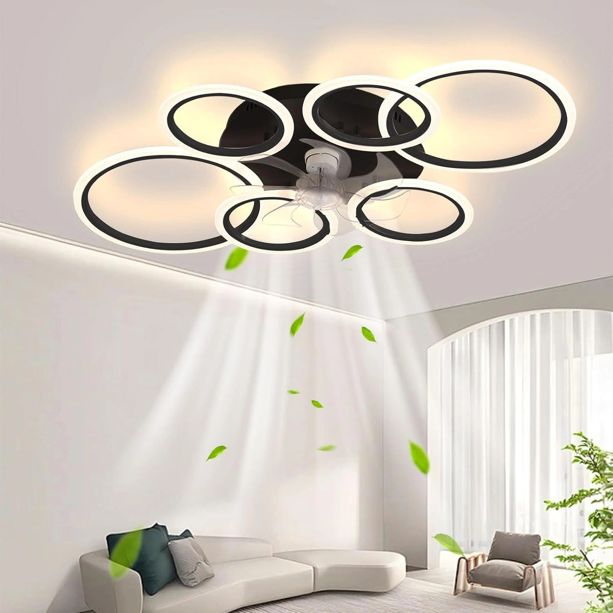 Led-Plafondventilator Met Verlichting 81W Plafondlamp Met Ventilator En Afstandsbediening App 3 Kleurtemperaturen 6 Snelheden Plafondventilator Met