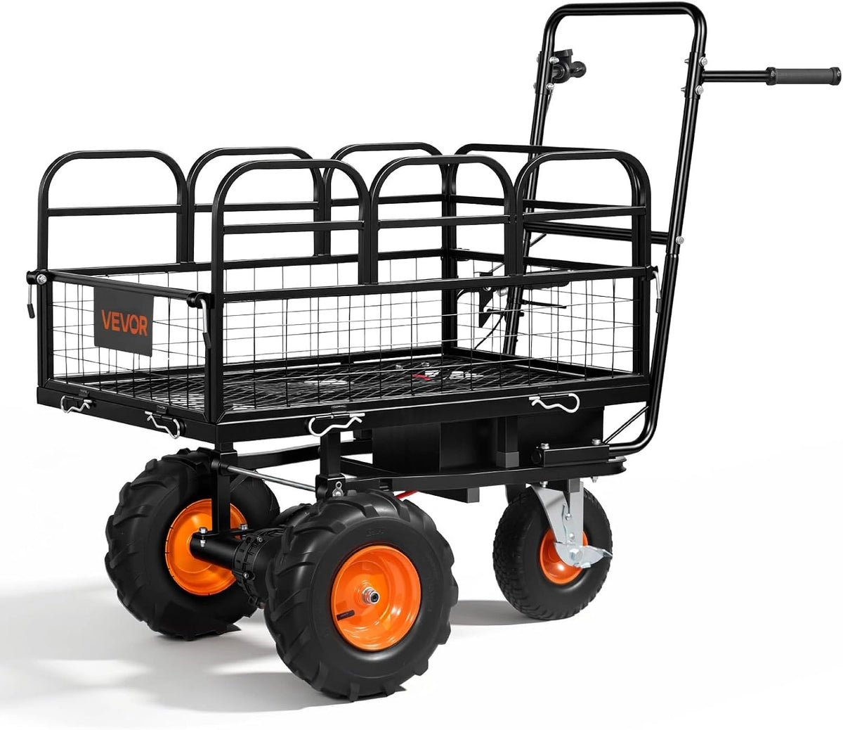 VEVOR Elektrische tuinwagen, werkt op batterijen, 36 V, 432 Wh, 500 W met rem, van staal, draagkracht 226 kg, met modulair laadvlak