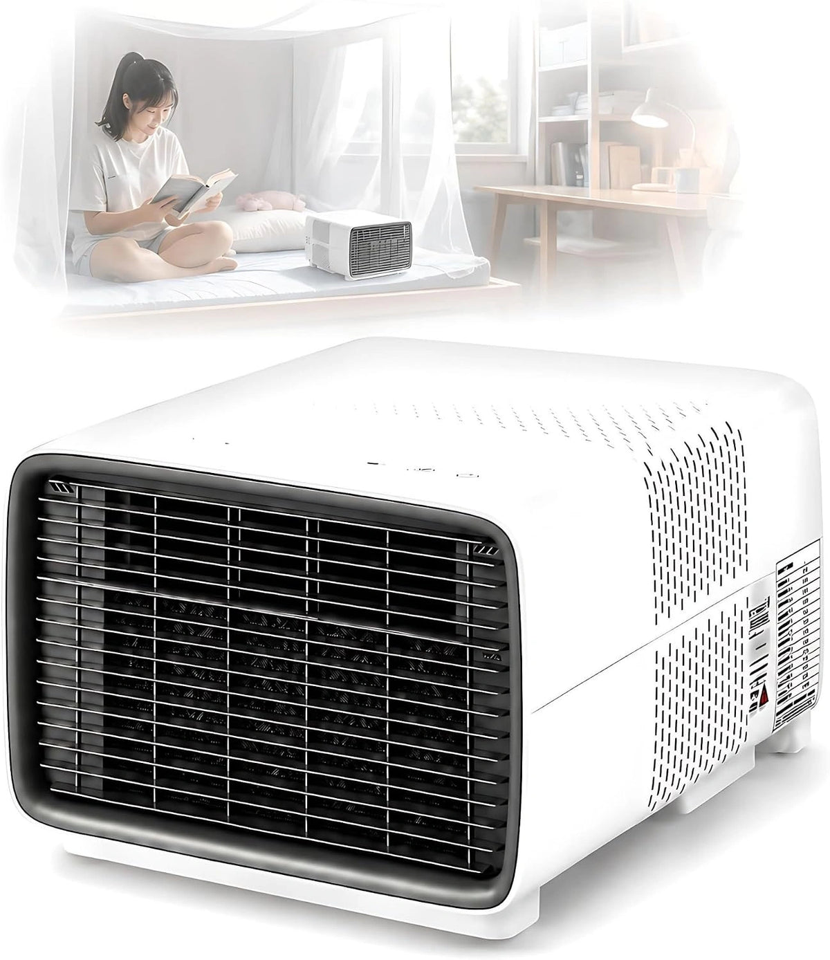 Stille draagbare airconditioner & mini-airco, 2700 BTU echte compressor met 45 dB slaapstand, 280W energiezuinige 3-in-1 koeler