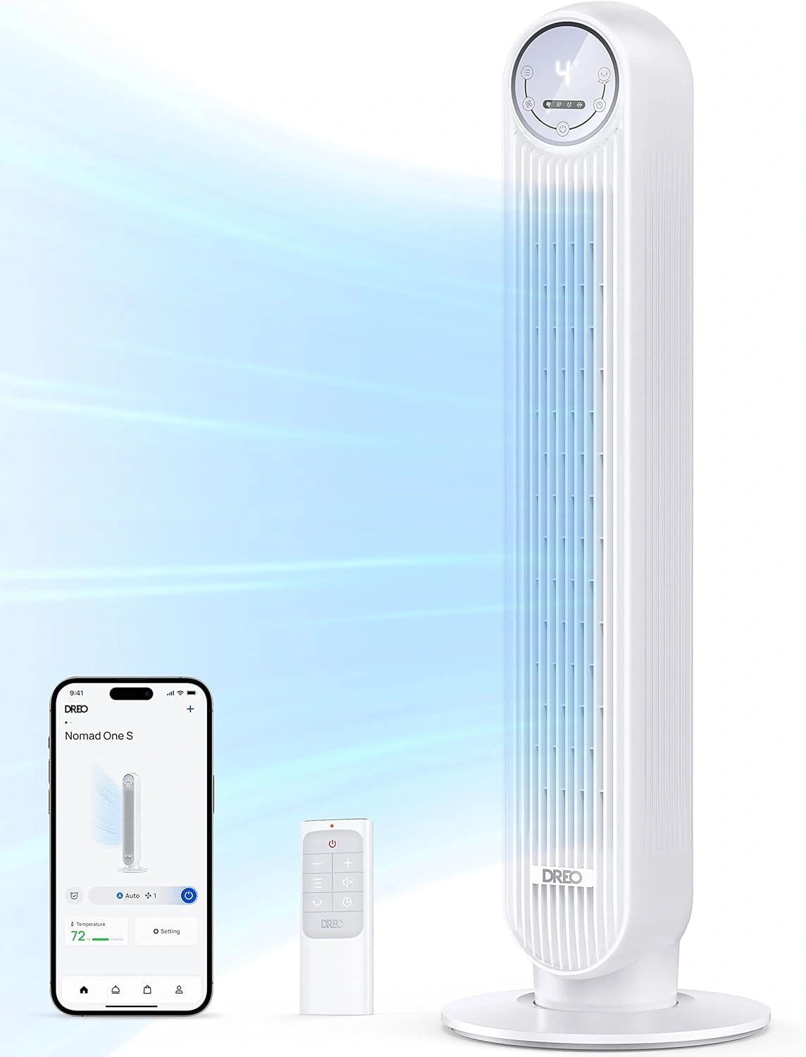 Dreo DR-HTF007S Smart Tower ventilator met wifi-functie stille ventilator met voice control & afstandsbediening 90 oscillating 4 modi 4 snelheden 8H