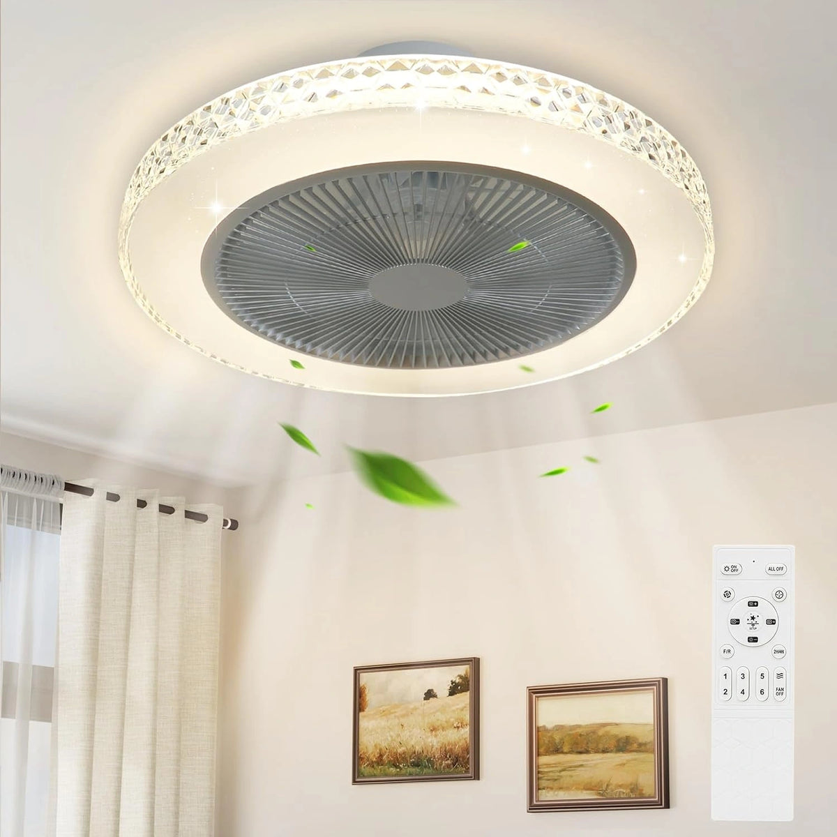 Homefire Plafondventilator met verlichting en afstandsbediening, wit