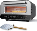 Elektrische pizzaoven met pizzasteen en pizzaschep, 450 °C voor knapperige steenovenpizza in 2 minuten, 1700 W, timer