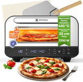 Elektrische pizzaoven, 6 programma's, 1700 W, max. 450 °C, geschikt voor 32 cm pizza's, 5-in-1 multifunctioneel: pizza, grillen, warmhouden