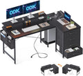 ODK Hoekbureau met 4 Tygladen, 140x80cm, Zwart