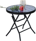 PHI VILLA Bijzettafel, outdoor, tuintafel, klein, inklapbaar, balkontafel, zwart/zilver