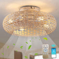Plafondventilator Met Verlichting Rotan E27 Licht Met Ventilator Met Afstandsbediening En APP Stil 6 Windsnelheid Timer Kroonluchter Met Ventilator
