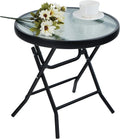 PHI VILLA Bijzettafel, outdoor, tuintafel, klein, inklapbaar, balkontafel, zwart/zilver