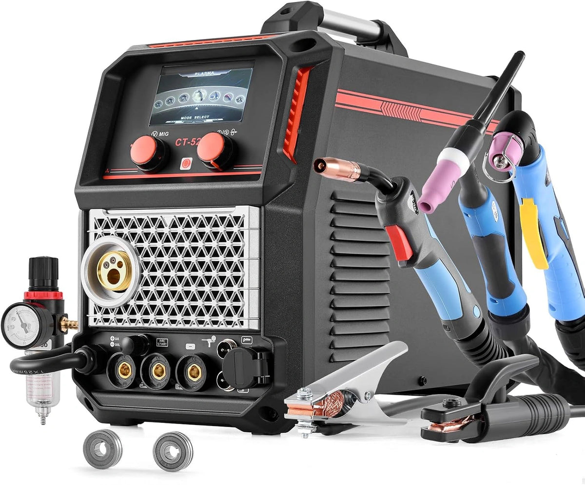 VEVOR 5-in-1 Plasmasnijder lascombinatie, CUT/TIG/Gas MIG/Flux MIG/MMA, 50A contactloze plasmasnijmachine en 200A synergetische lasser