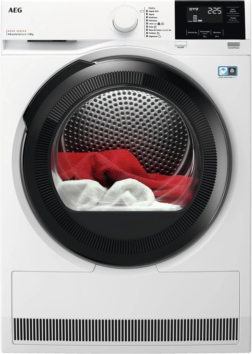 AEG Droogdroger met warmtepomp, 8 kg, vrije installatie, invertermotor, stoomfunctie, snelprogramma, gemengd drogen en antibacterieel, serie 8000