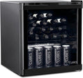 °CUBES Mini-koelkast, 48 l, zwart, elegante drankkoelkast met glazen deur en 1 variabele plank, stil en energiezuinig (39 dB), perfect voor kantoor