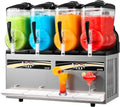 VEVOR Granieten machine voor ijsdranken, 4 x 12 l, commerciële granieten machine, 1650 W, zelfreinigende functie voor ijssap, smoothies, smoothies