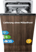 Midea Vaatwasser, 45 cm, volledig geïntegreerd, 10 couverts, B-klasse, automatische open, Ion Dishfresh, HygieneCare+, 42dB extra stil