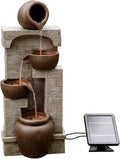 Teamson Home Buiten Tuin Water Fontein, Waterornament, Zonne-Energie, 4 Lagen Pot Ontwerp, Waterval, Tuindecoratie, Binnen & Buiten, Met Pomp