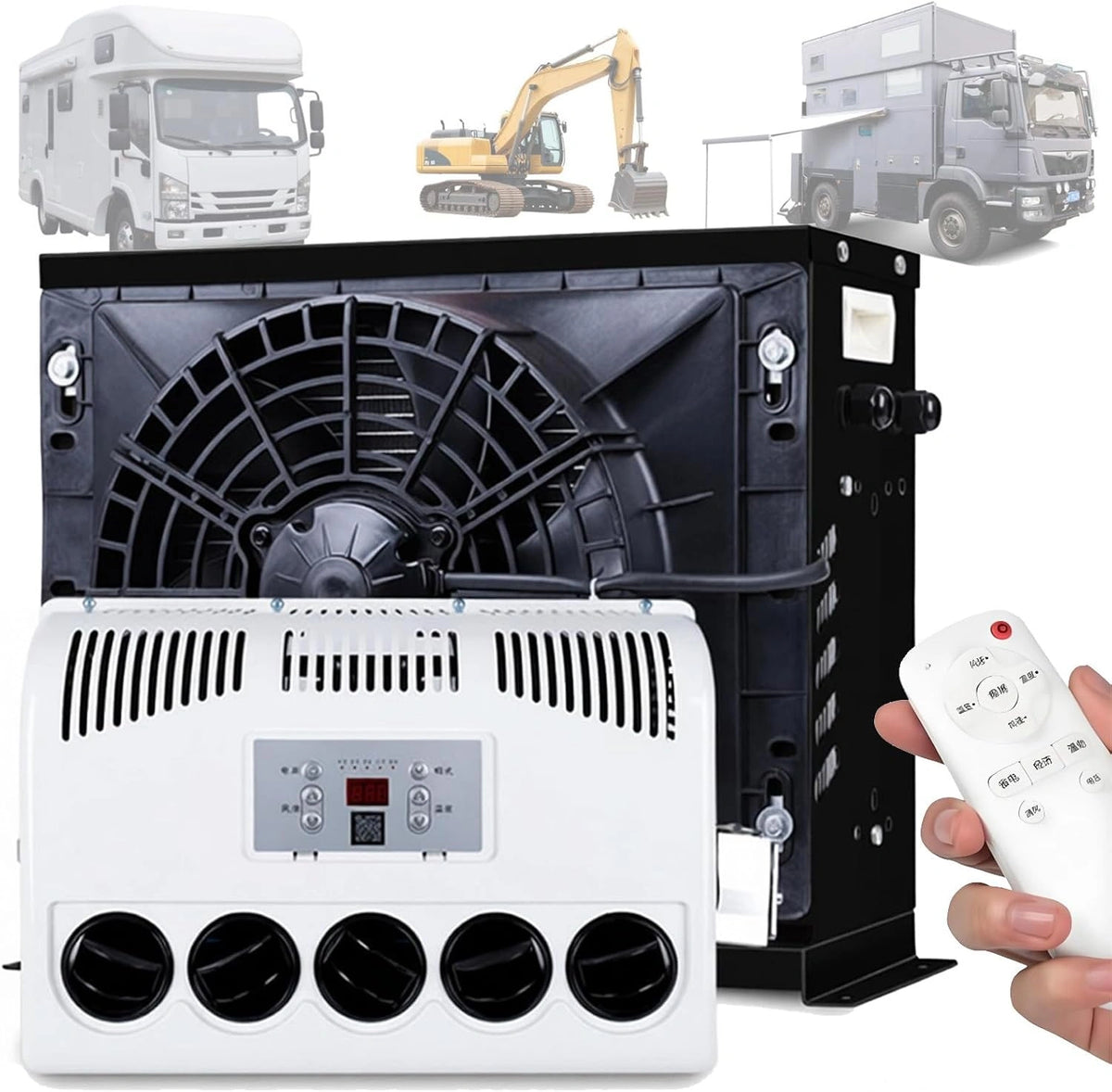 Quixnova Klimaanlage 12V/24V, Fernbedienung, Schwarz