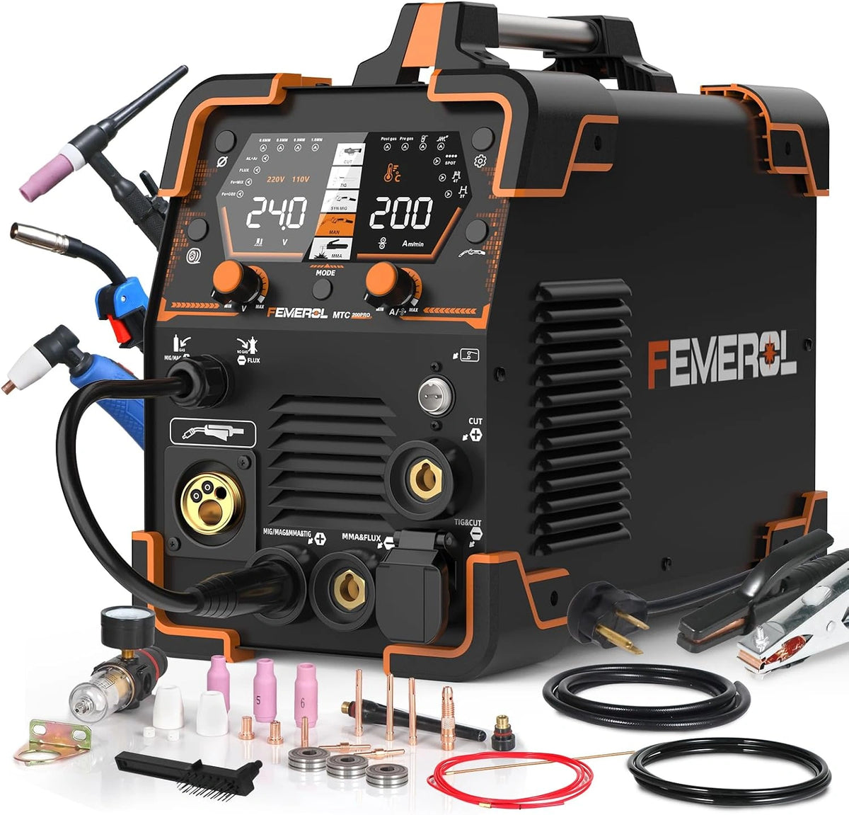 FEMEROL Plasmasnijder Lasser Combo Gas MIG/Gasloos MIG/HF TIG/Stick/CUT/SPOT 6 in 1 Lasmachine Aluminium Lassen 110/220 V Dual Voltage Multi Proces