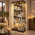 Glazen vitrinekast, glazen vitrinekast met led-verlichting, spiegel, moderne vitrinekast voor woonkamer, kantoor, verzamelobject, boeken