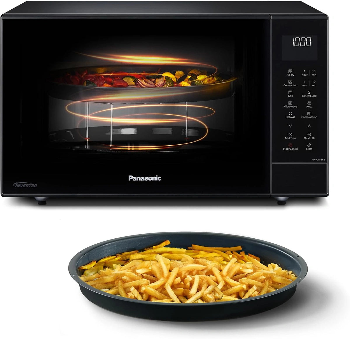 Panasonic NN-CT56RBEPG 27 liter 4-in-1 Combimagnetron Inverter met Airfryer, 1000W, 19 Automatische Programma's, Convectie Grill Koken