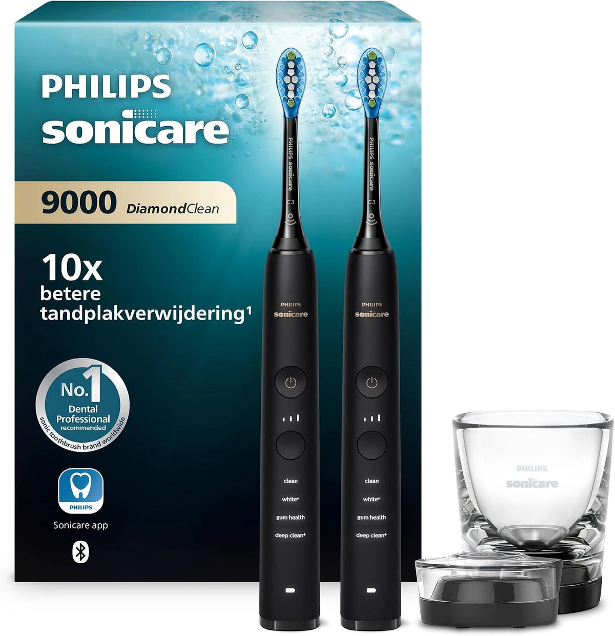 Philips Sonicare DiamondClean 9000 elektrische tandenborstel, sonische tandenborstel met app, druksensor, 4 poetsstanden, 3 intensiteitsniveaus