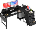 Claiks Hoekbureau met 4 stoffen laden, bureau L-vorm, omkeerbaar, met USB-oplaadpoort en stopcontact