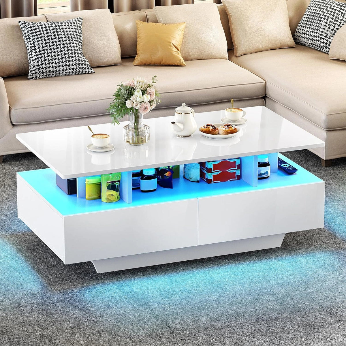 YITAHOME Couchtisch, Weiß