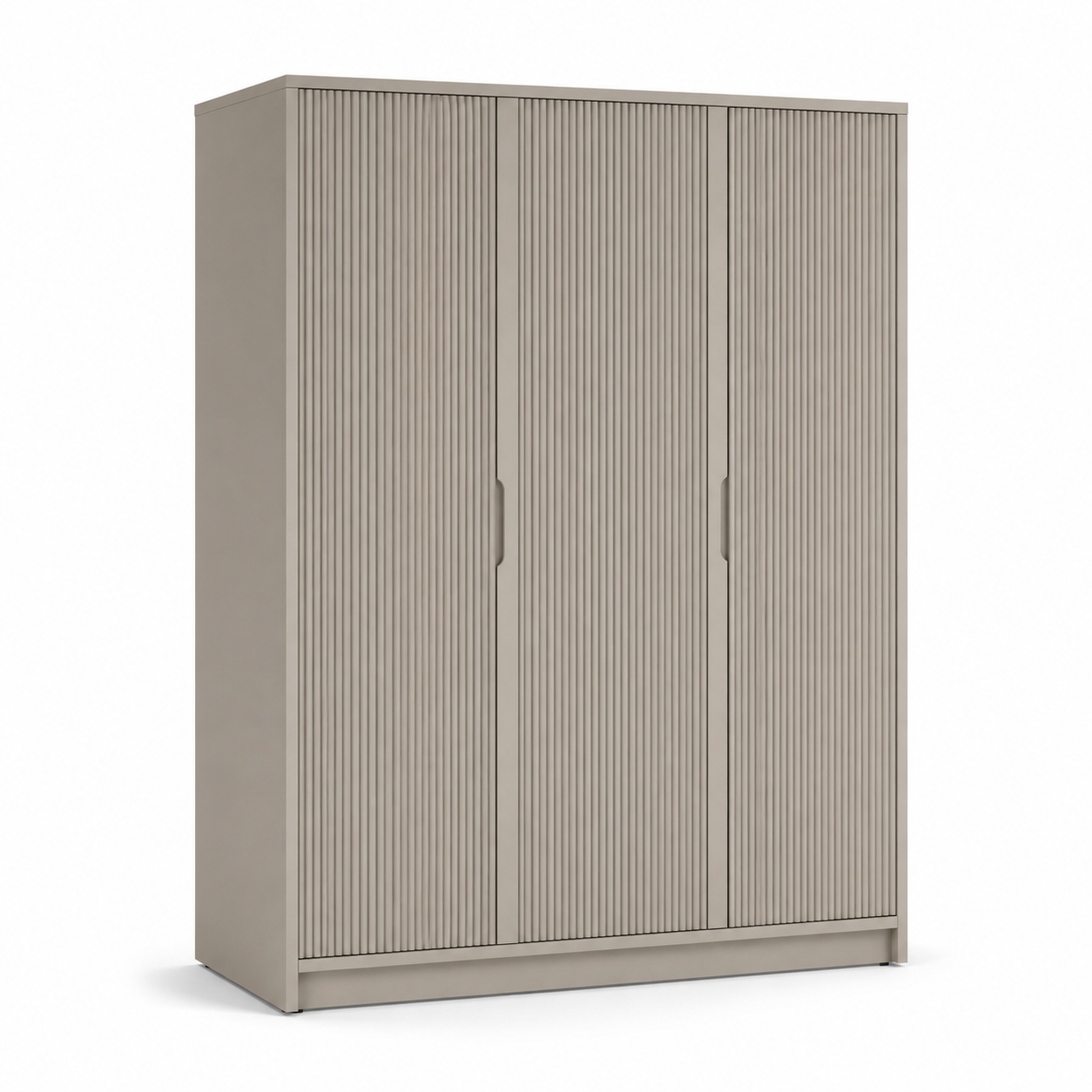Kleiderschrank Greige mit Rillenfronten und Griffmulden 150x200 cm