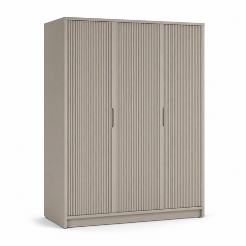 Kleiderschrank Greige mit Rillenfronten und Griffmulden 150x200 cm