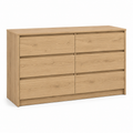Kommode Eiche Natur mit sechs Schubladen und Griffleisten 140x80 cm