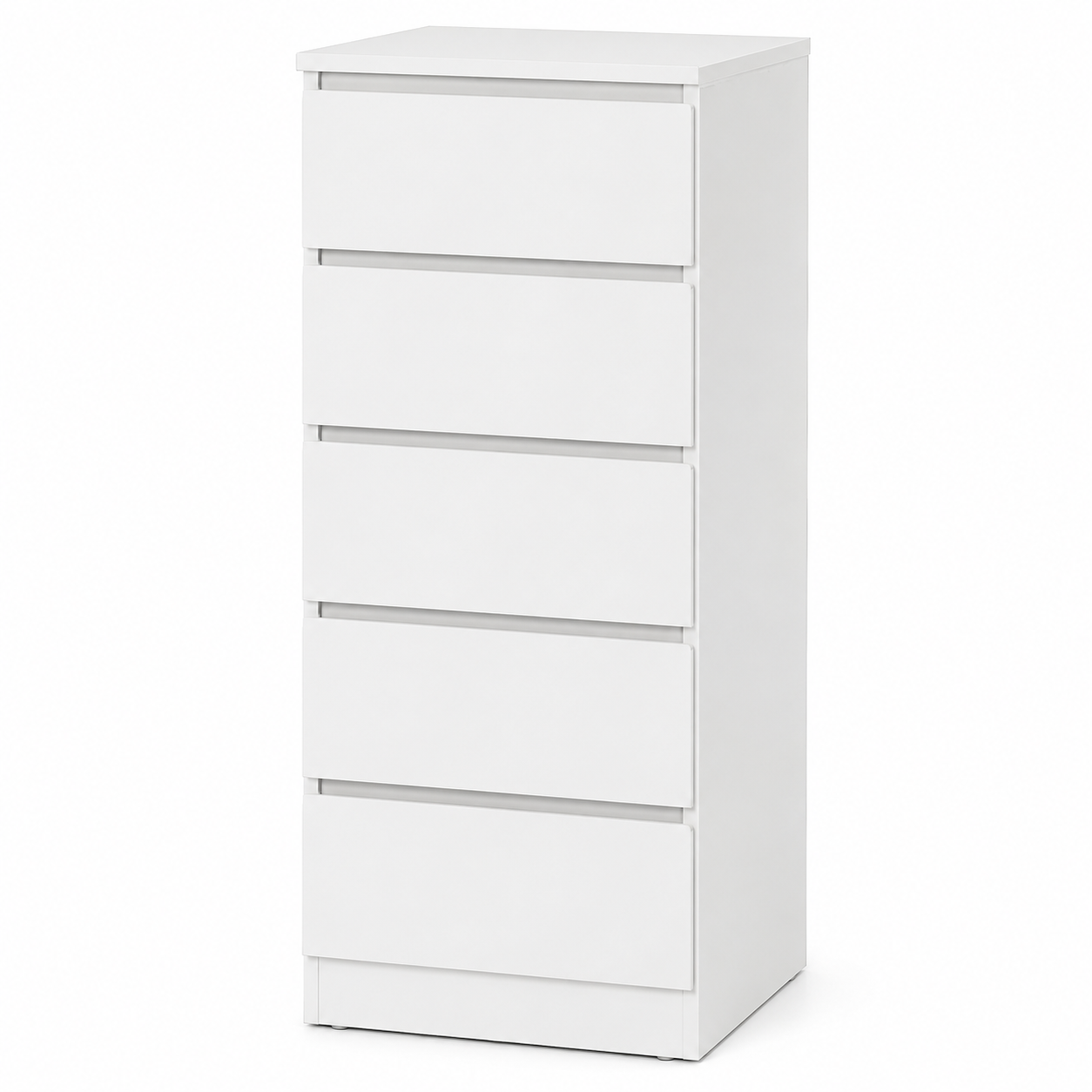 Schmale Kommode Weiß mit fünf Schubladen 60x110 cm