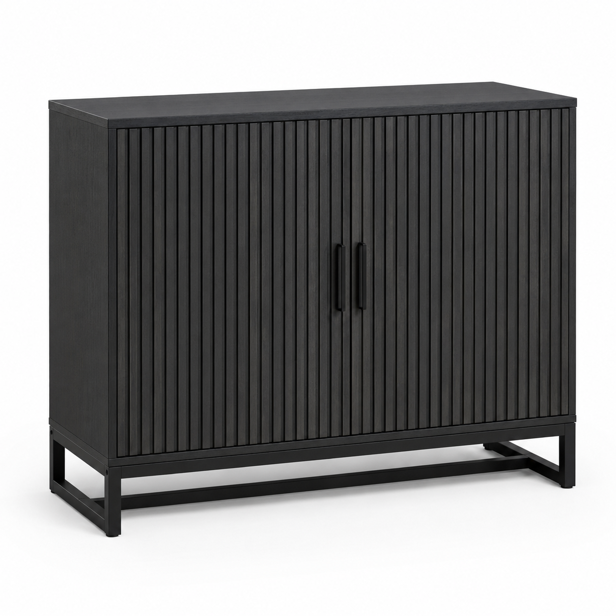 Kommode Anthrazit mit Lamellenoptik und Türen 120x85 cm