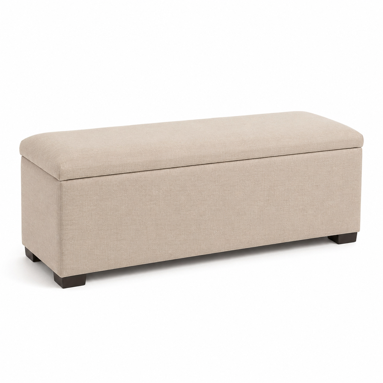 Gepolsterte Schlafzimmerbank Beige mit Stauraum 120x40 cm