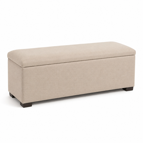 Gepolsterte Schlafzimmerbank Beige mit Stauraum 120x40 cm