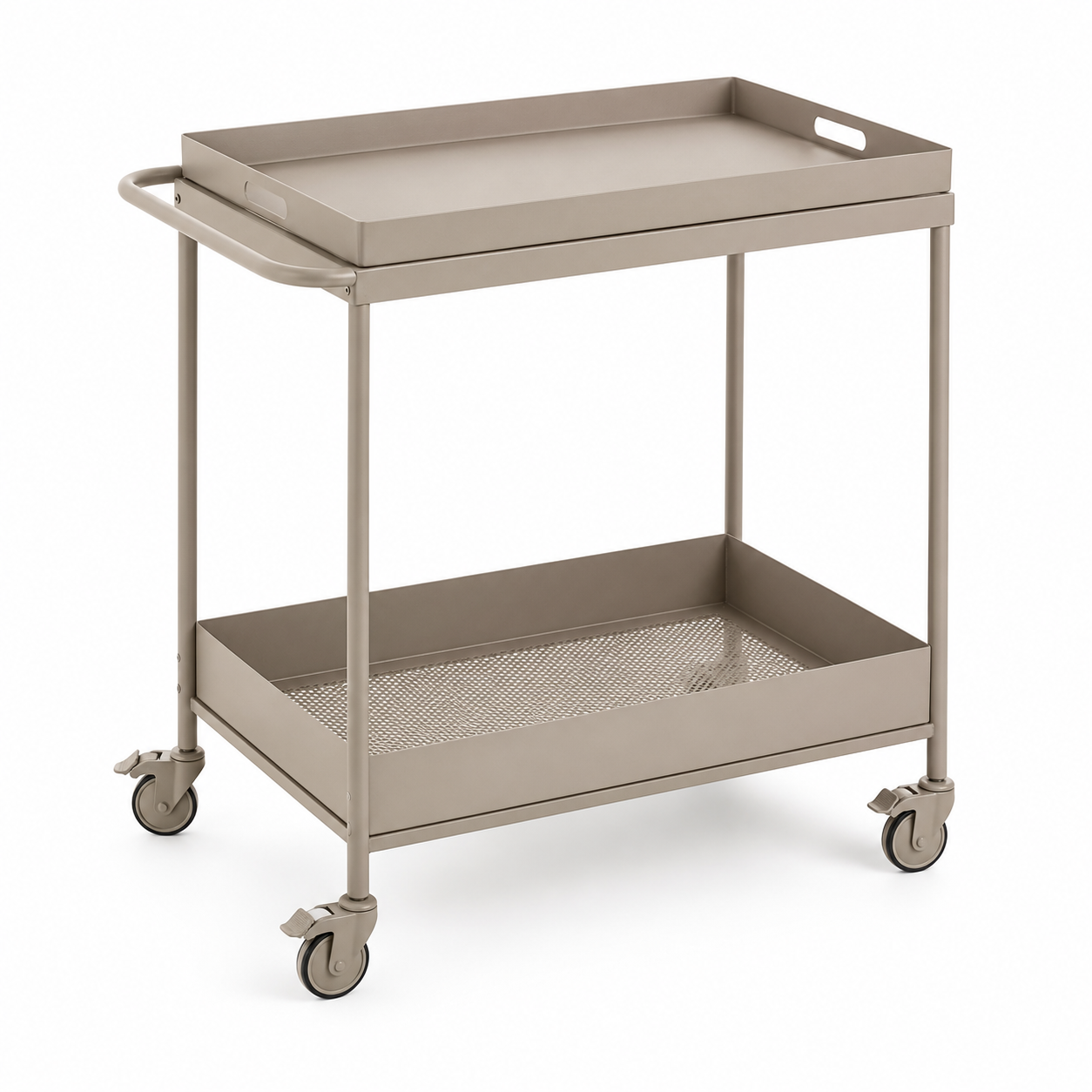 Servierwagen Greige mit abnehmbarer Tablettplatte 65x38 cm