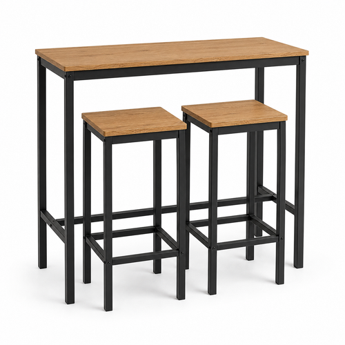 Bartisch Set Eiche Natur mit zwei Hockern 110x50 cm