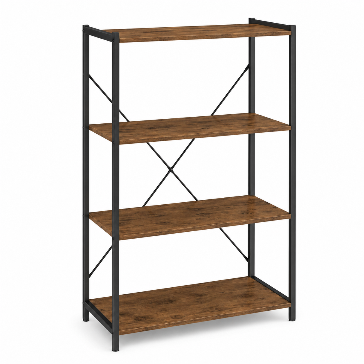 Offenes Küchenregal Schwarz mit Holzablagen 90x35 cm