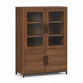 Küchen-Highboard Nussbaum mit Rauchglasfronten 100x140 cm